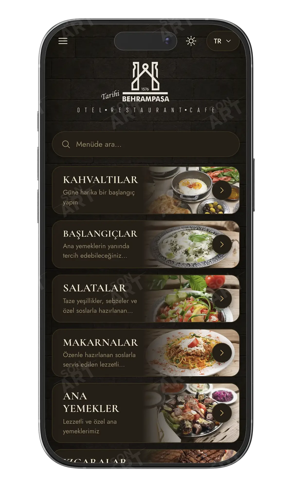 Behrampaşa QR menü ekran önizlemesi